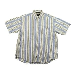 Dockers Indigo Men's XL Multicolor Striped Button Down Cotton SS SEE DESCRIPTION
